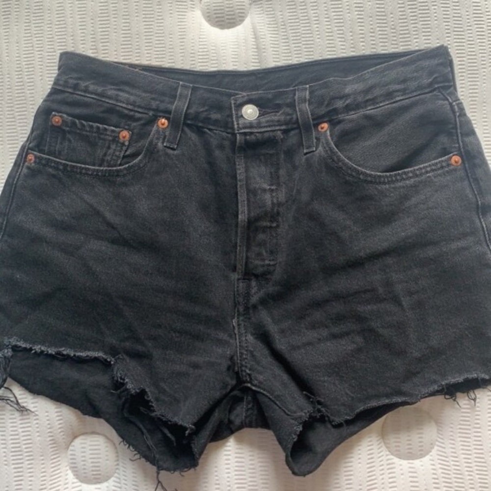 Levi’s 501 Black High Waisted Denim Jean Shorts